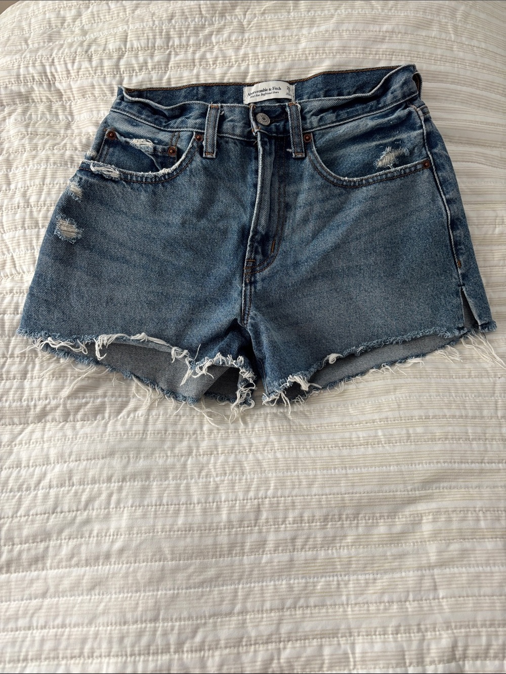 Abercrombie & Fitch Women's Distressed Denim Jean Shorts - Blue
